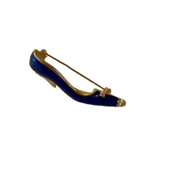 Cobalt Blue & Bright Gold Toned Stiletto Brooch. - Picture 4 of 8